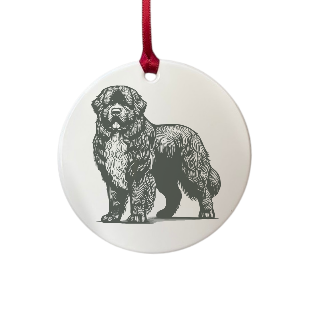 Personalised Newfoundland Standing Engraved White Acrylic Decoration