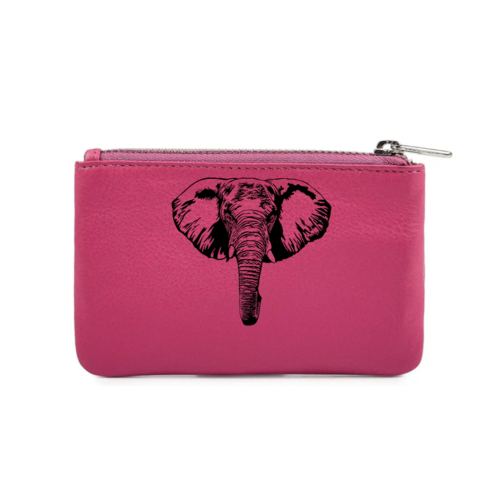Elephant Engraved Genuine Leather Coin Purse (Multiple Colour Options)