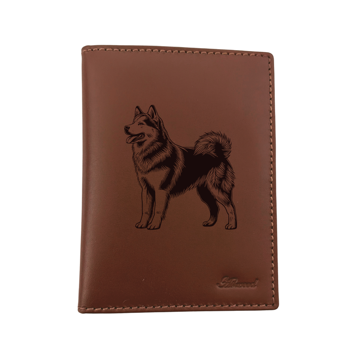 Alaskan Malamute Standing Engraved Leather Passport Cover