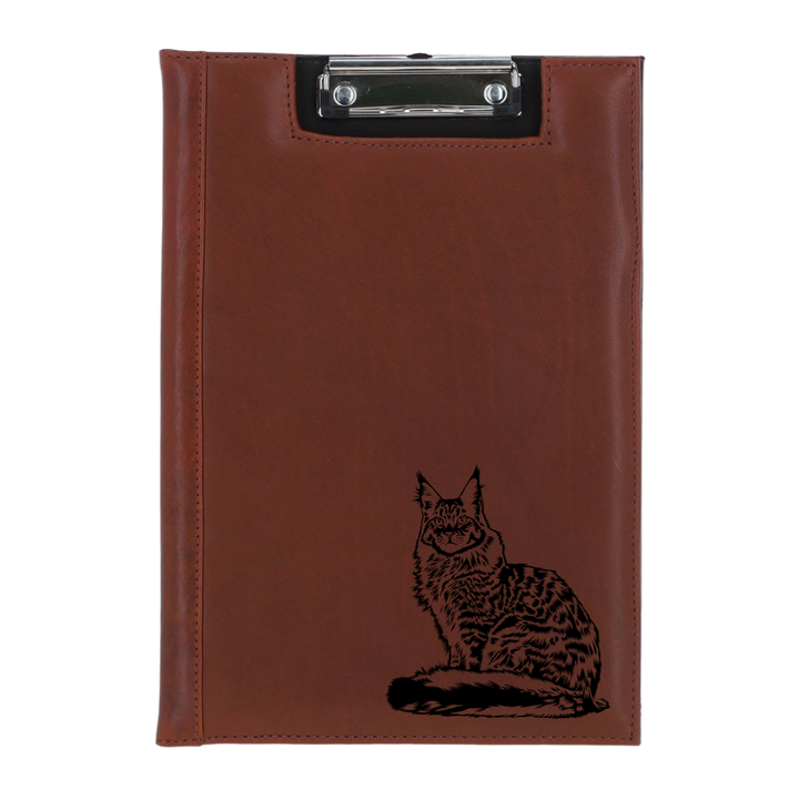 Maine Coon Cat Engraved Leather Clipboard