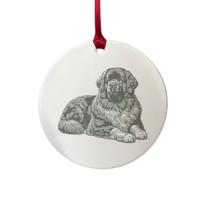 Personalised Newfoundland Lying Down Engraved White Acrylic Decoration