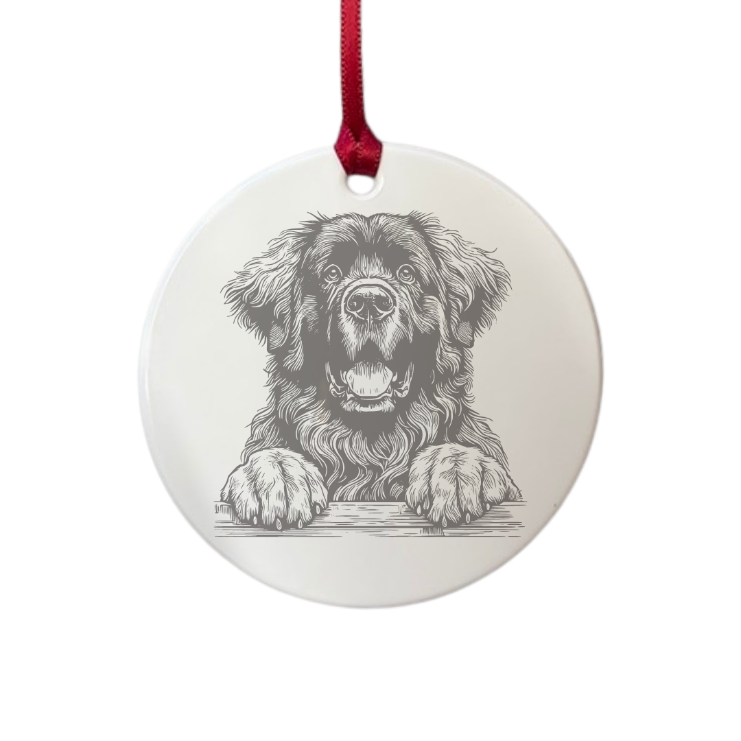 Personalised Leonberger Paws Engraved White Acrylic Decoration
