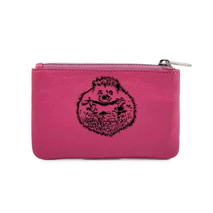 Hedgehog Belly Engraved Genuine Leather Coin Purse (Multiple Colour Options)