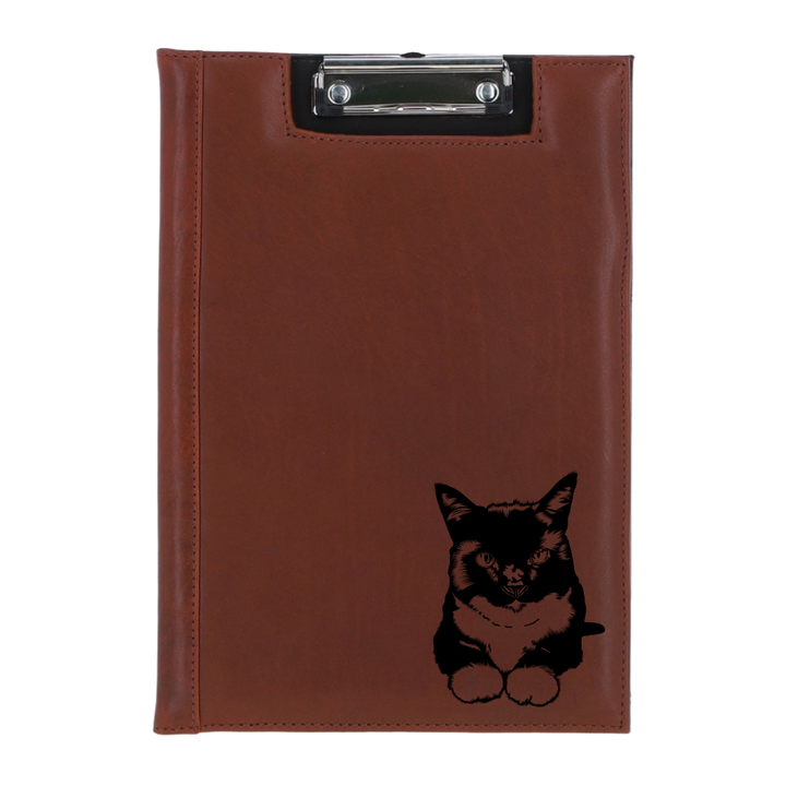 Tuxedo Cat LD Engraved Leather Clipboard