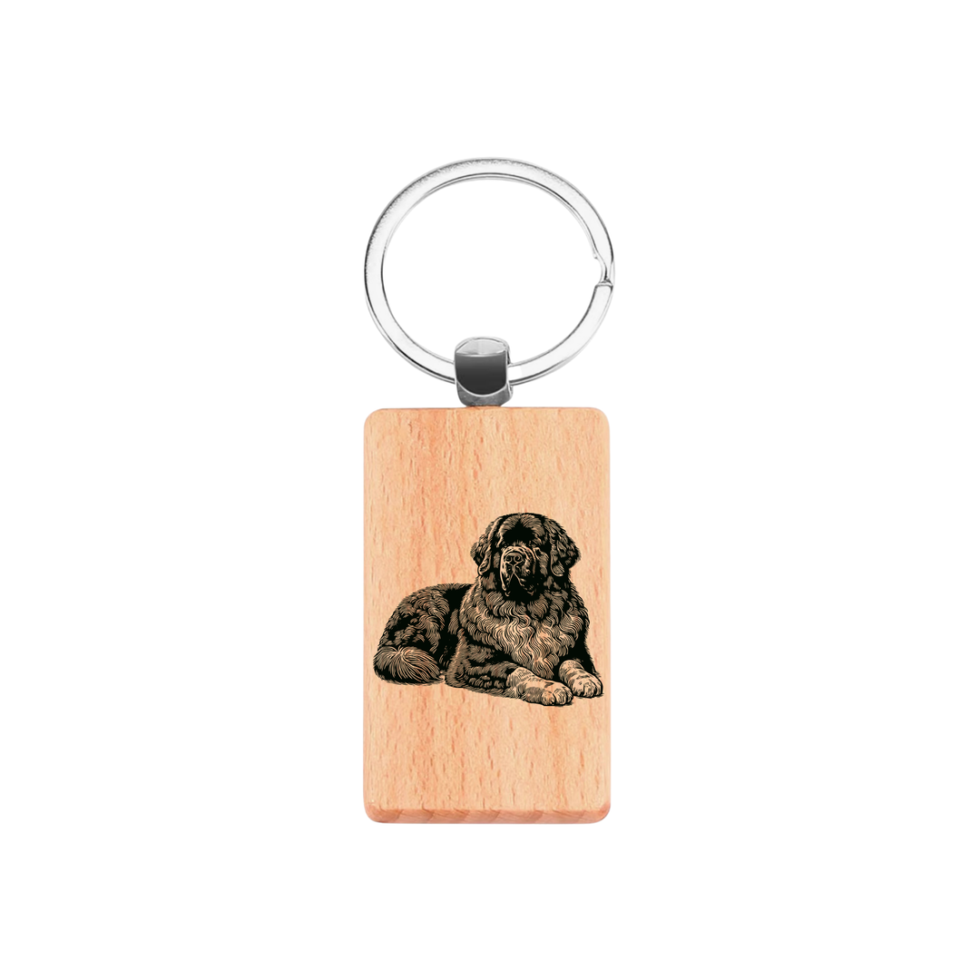 Newfoundland LD Engraved Rectangle Wooden Keyring