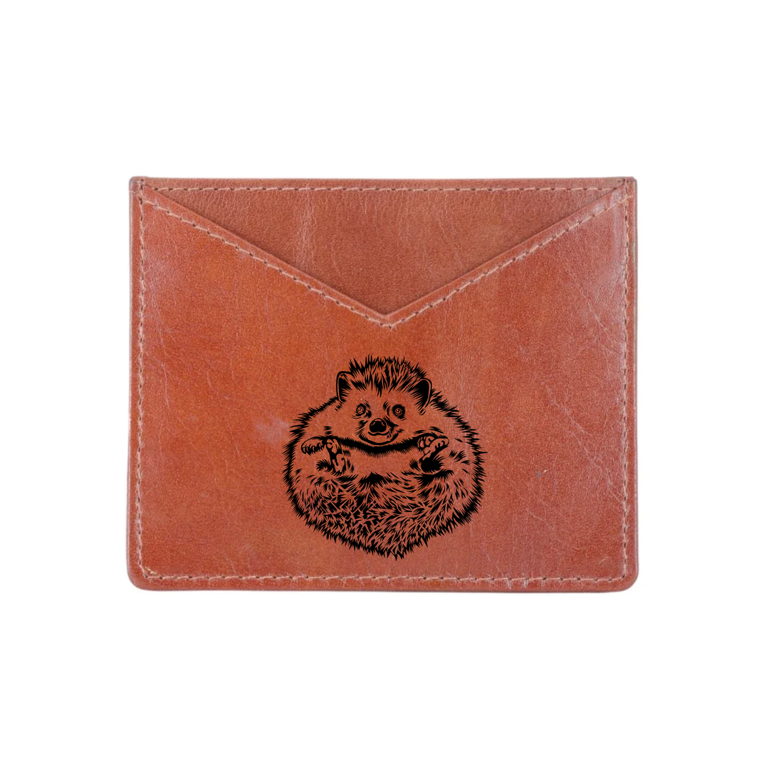Hedgehog Belly Engraved Genuine Leather Cardholder