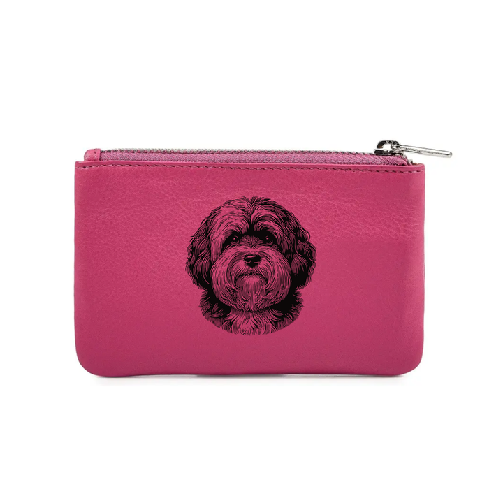 Havanese Face Engraved Genuine Leather Coin Purse (Multiple Colour Options)