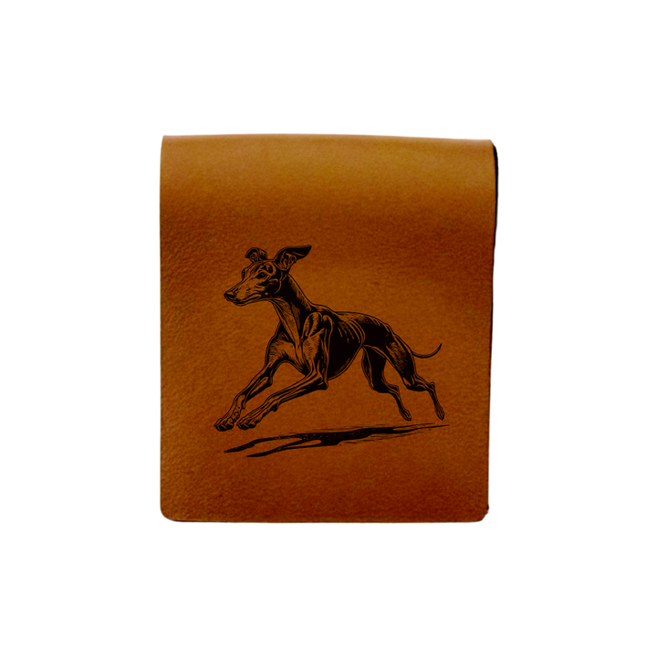 Italian Greyhound Running Engraved Genuine Leather Magnetic Bookmark