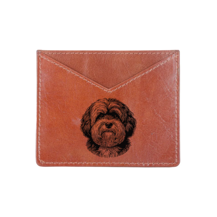 Havanese Face Engraved Genuine Leather Cardholder