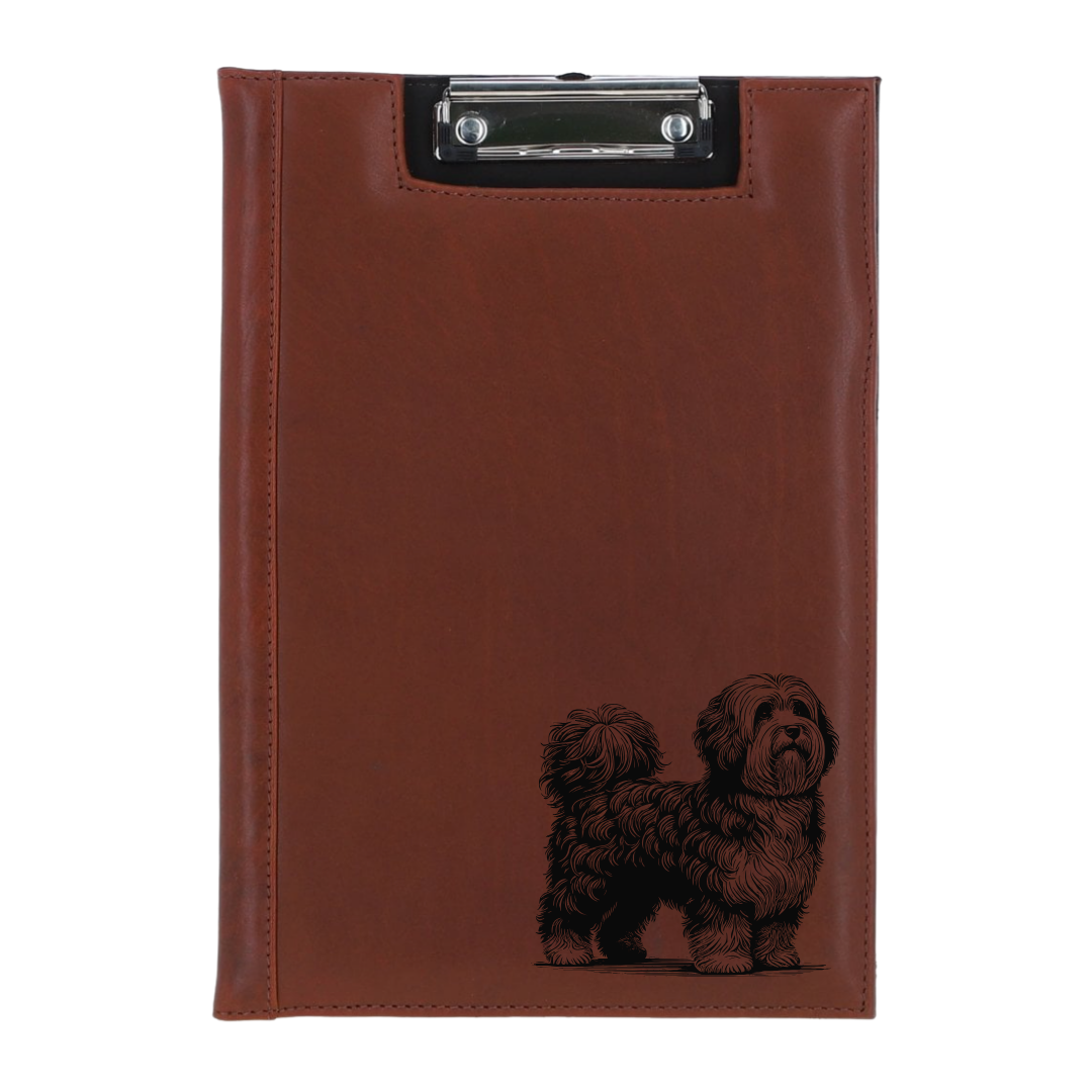 Havanese Standing Engraved Leather Clipboard