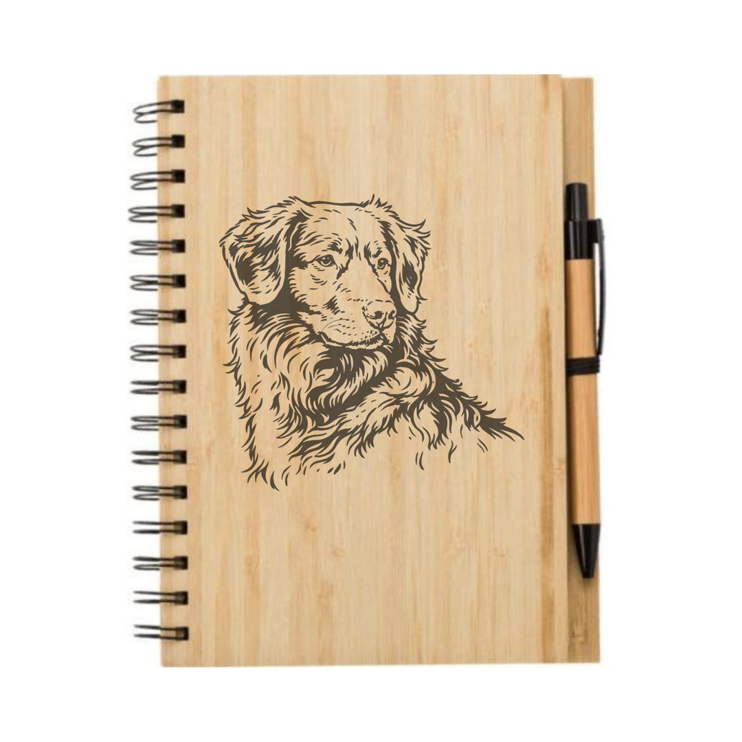 Nova Scotia Duck Tolling Retriever Face Illustration Engraved Notebook