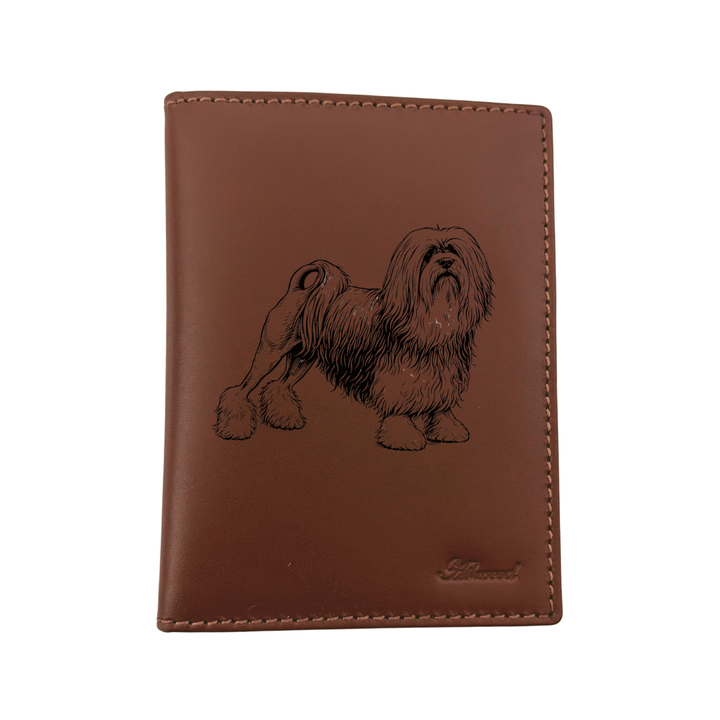 Lowchen Standing Engraved Leather Passport Cover