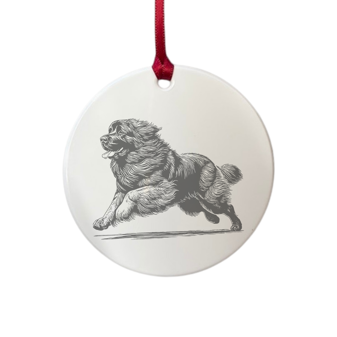 Personalised Leonberger Running Engraved White Acrylic Decoration
