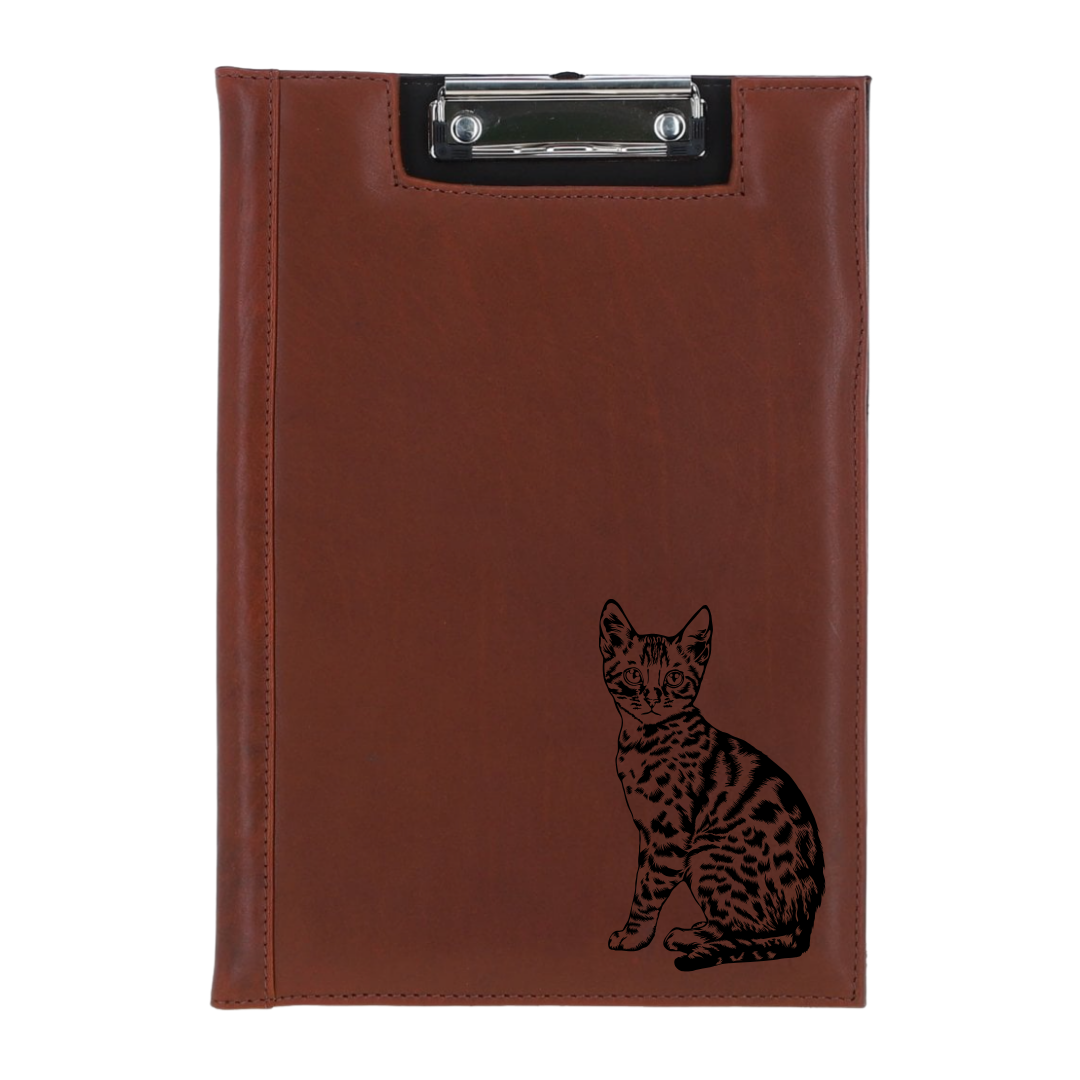 Bengal Cat Engraved Leather Clipboard