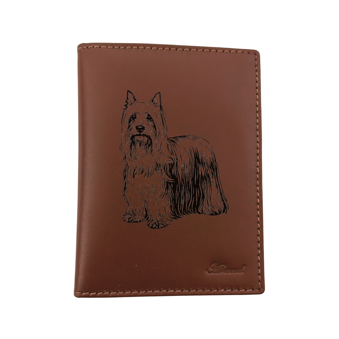 Australian Silky Terrier Standing Engraved Leather Passport Cover