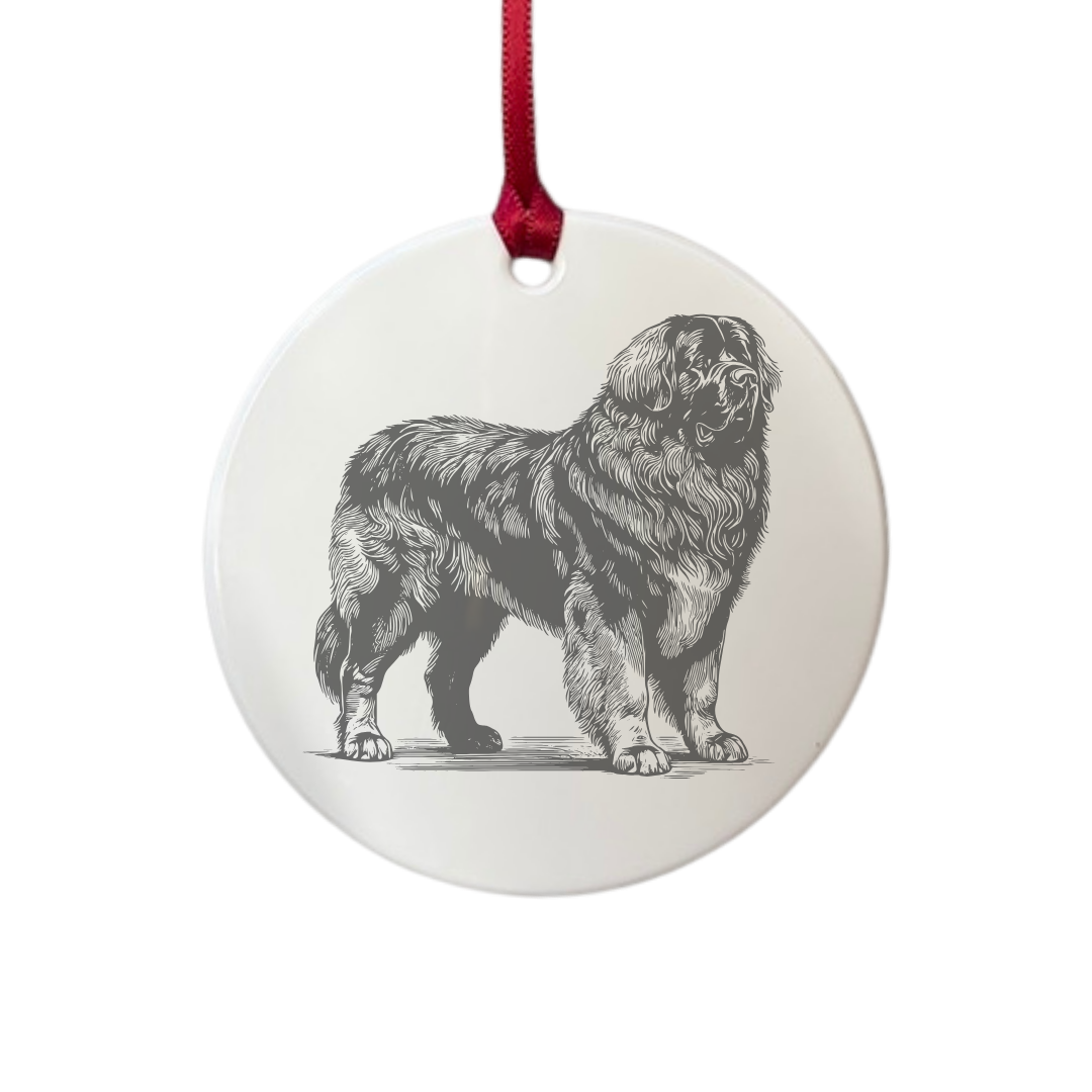 Personalised Leonberger Standing Engraved White Acrylic Decoration