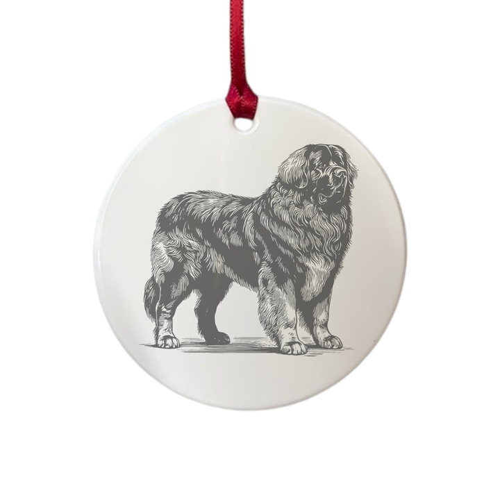 Personalised Leonberger Standing Engraved White Acrylic Decoration