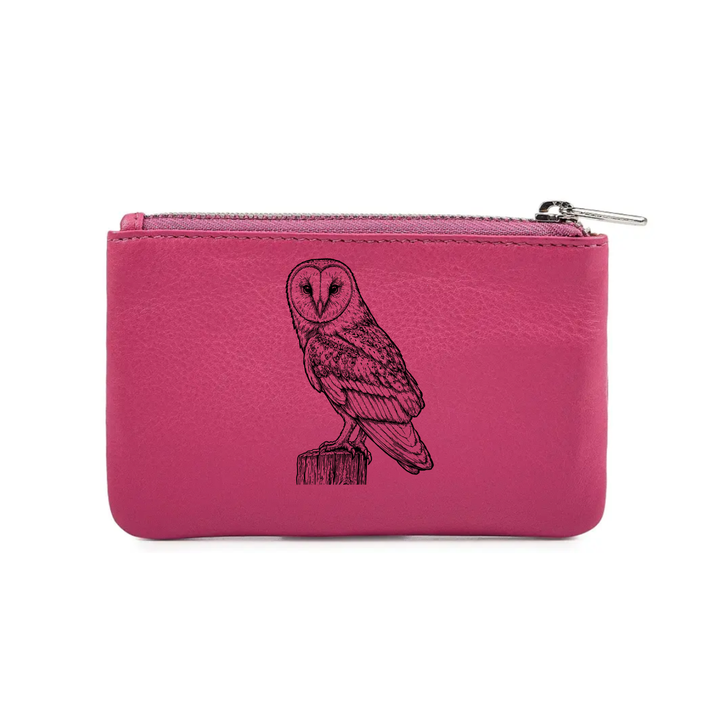 Barn Owl Engraved Genuine Leather Coin Purse (Multiple Colour Options)