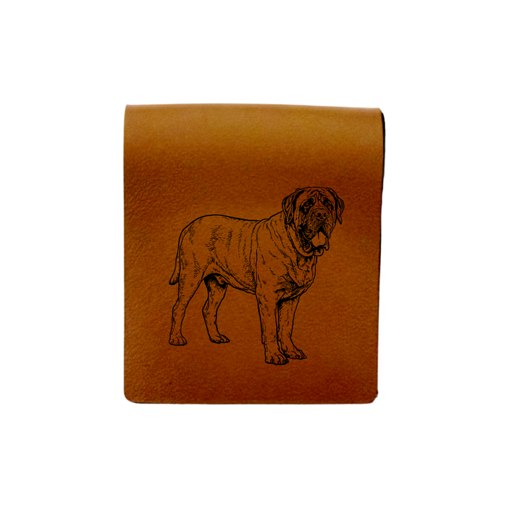 English Mastiff Standing Engraved Genuine Leather Magnetic Bookmark