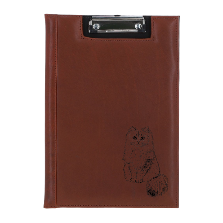 Persian Cat Engraved Leather Clipboard