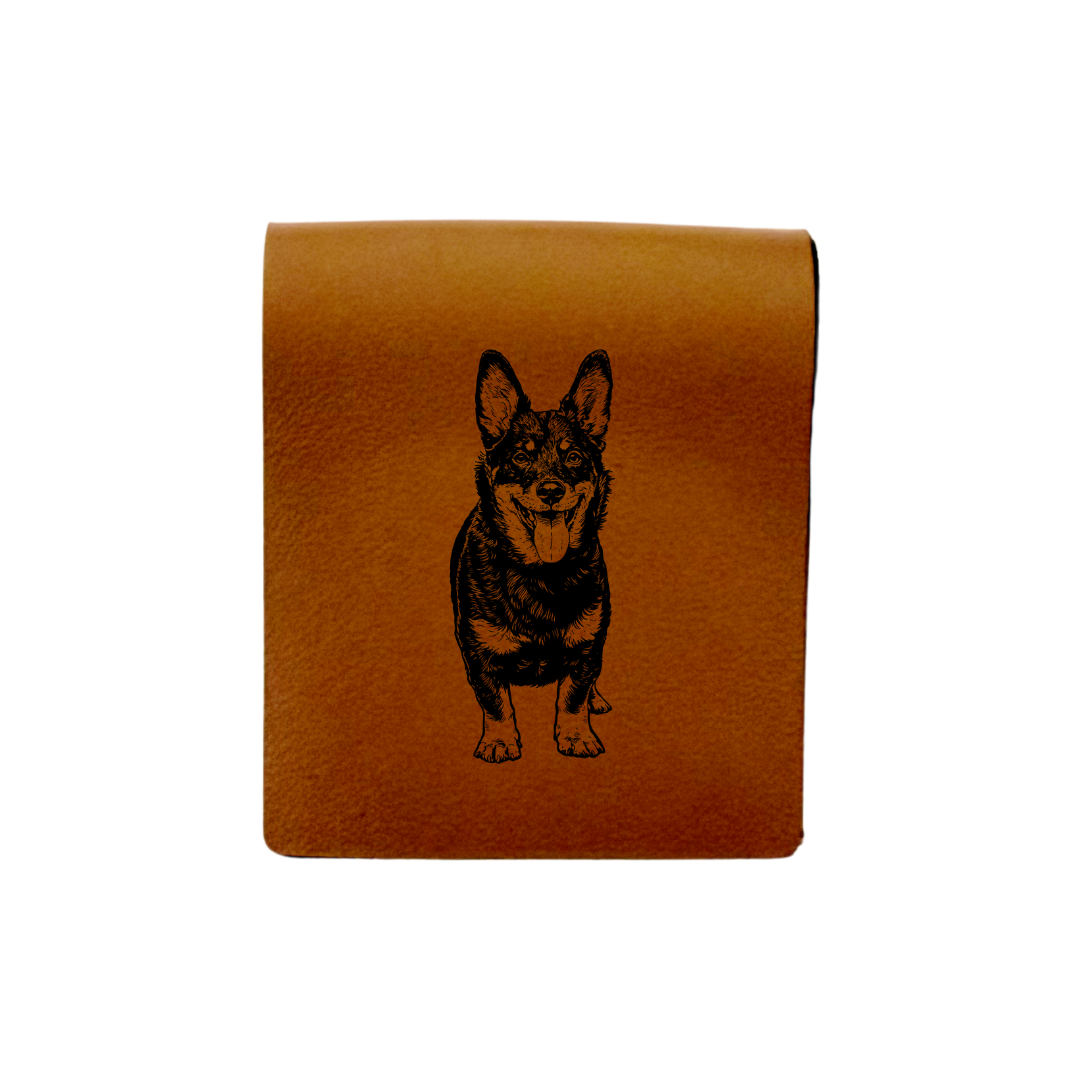 Lancashire Heeler Standing Engraved Genuine Leather Magnetic Bookmark