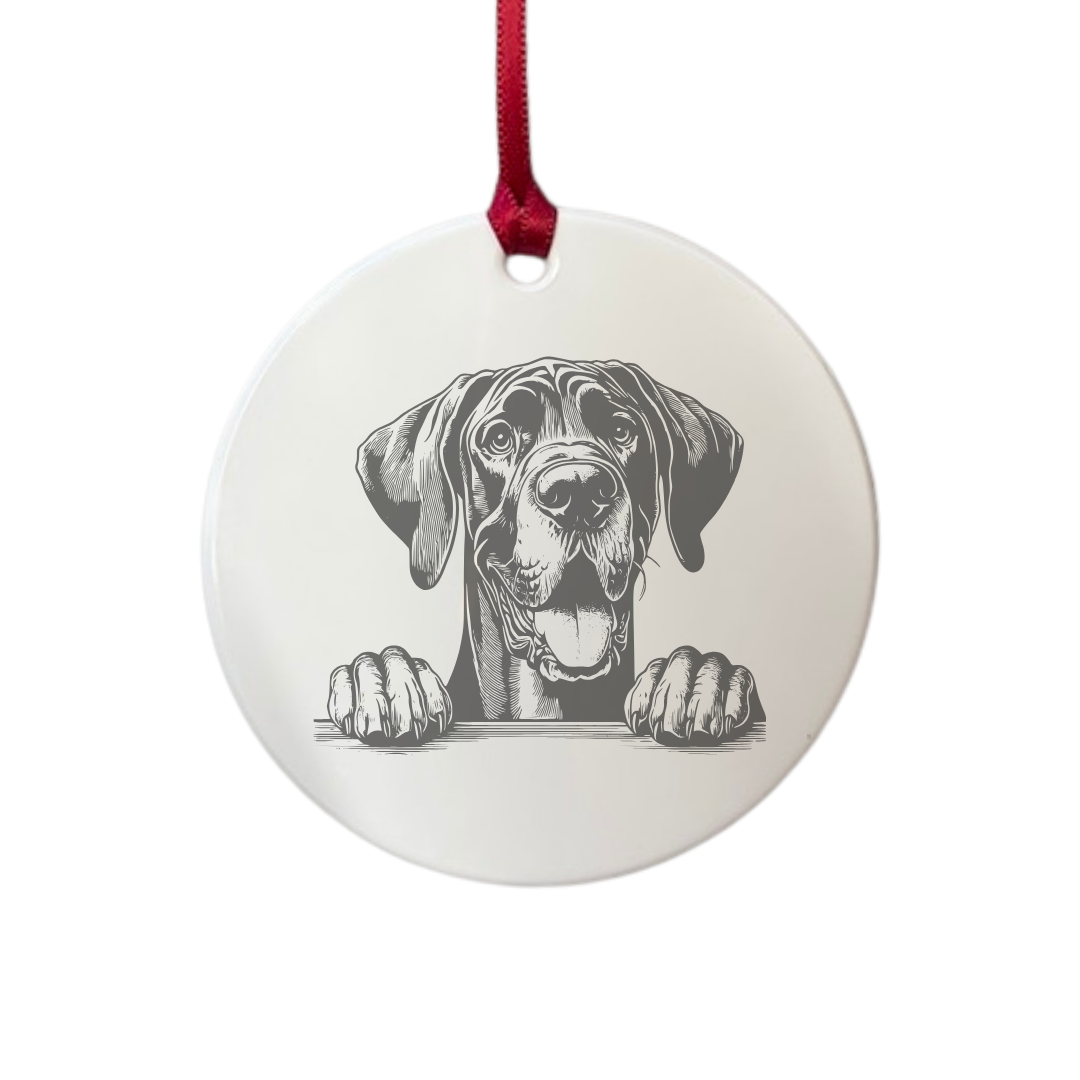 Personalised Great Dane Paws Engraved White Acrylic Decoration