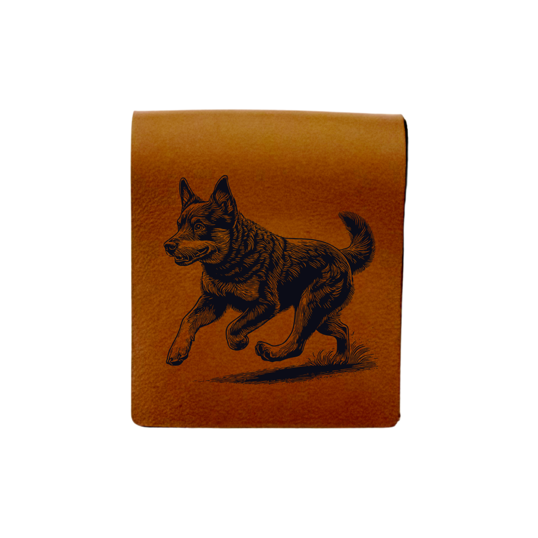 Lancashire Heeler Running Engraved Genuine Leather Magnetic Bookmark