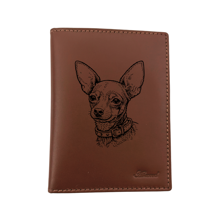 Smooth Hair Russian Toy Face Engraved Leather Passport Cover