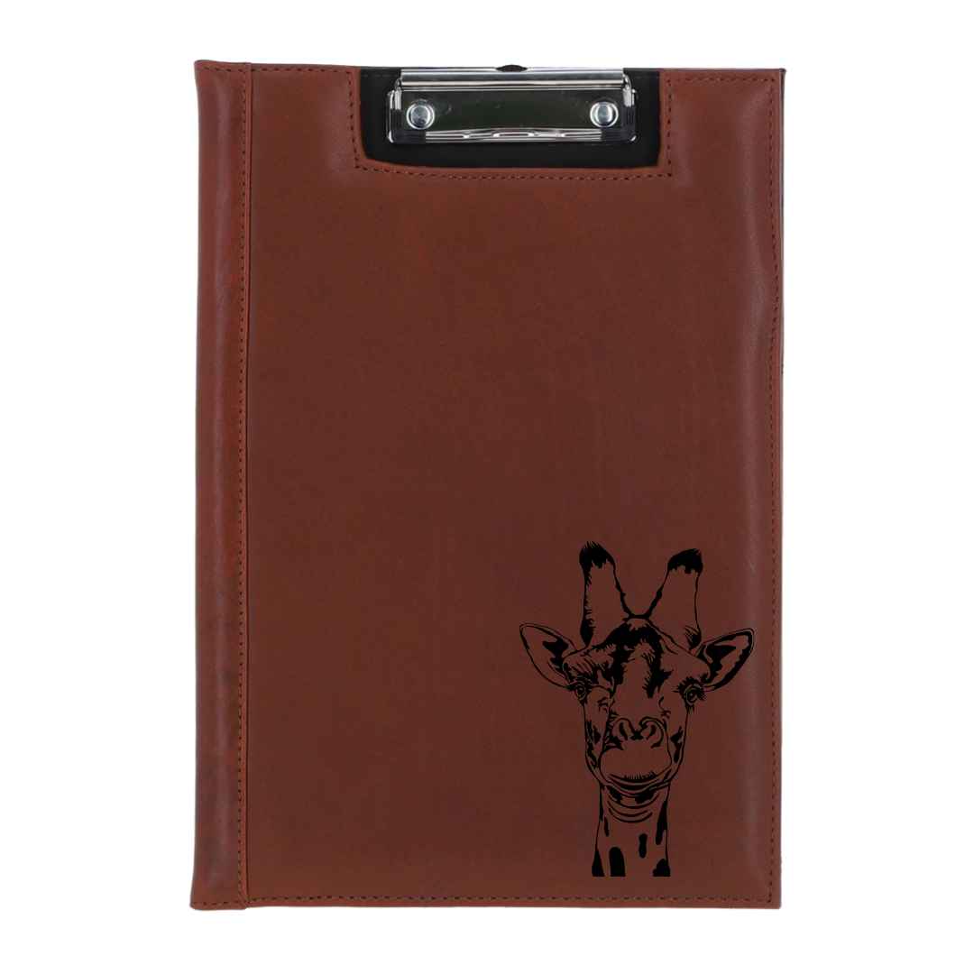 Giraffe Engraved Leather Clipboard