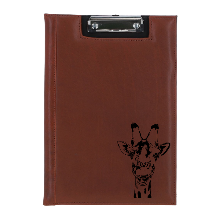 Giraffe Engraved Leather Clipboard