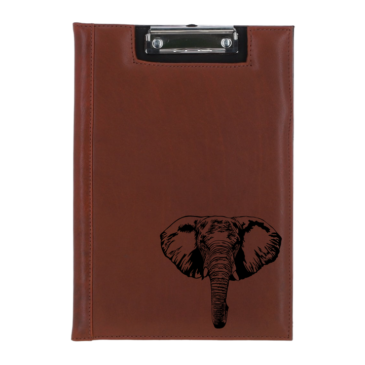 Elephant Engraved Leather Clipboard