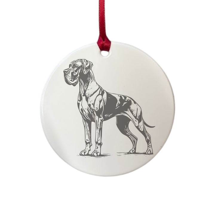 Personalised Great Dane Standing Engraved White Acrylic Decoration