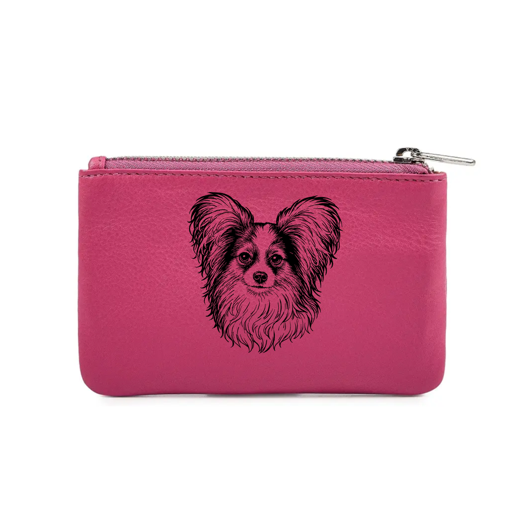 Papillon Face Engraved Genuine Leather Coin Purse (Multiple Colour Options)