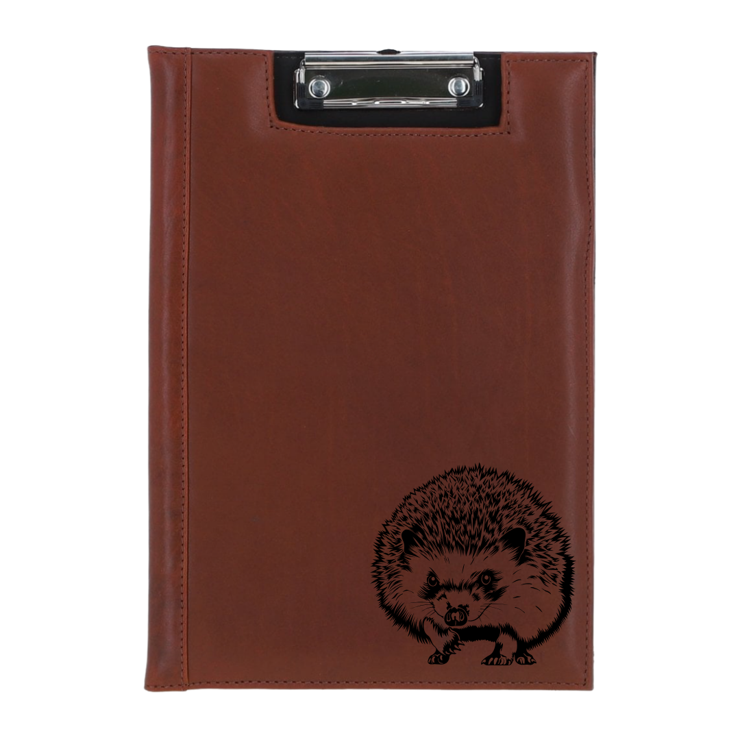 Hedgehog Standing Engraved Leather Clipboard
