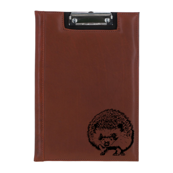 Hedgehog Standing Engraved Leather Clipboard