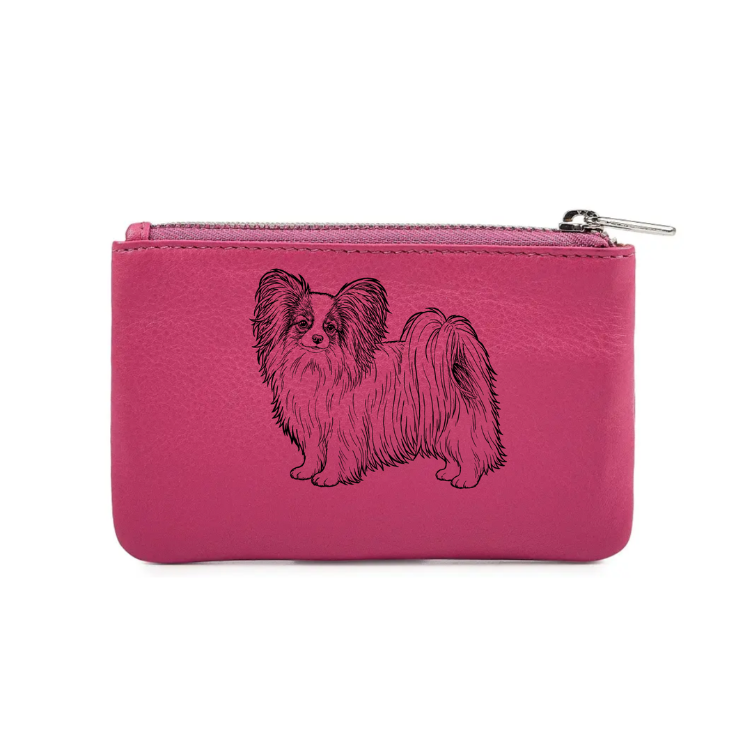 Papillon Standing Engraved Genuine Leather Coin Purse (Multiple Colour Options)