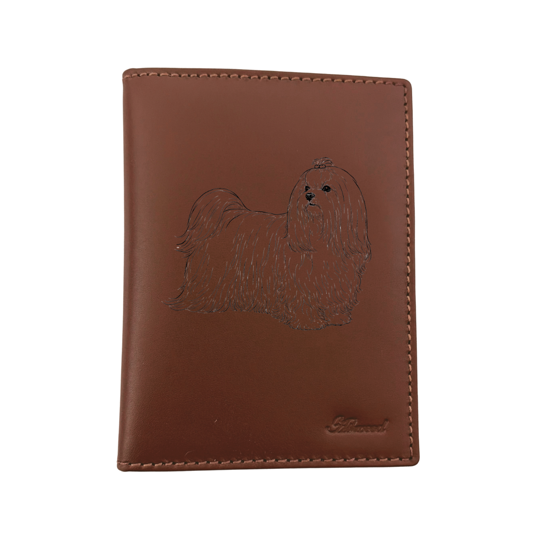 Maltese Standing Engraved Leather Passport Cover