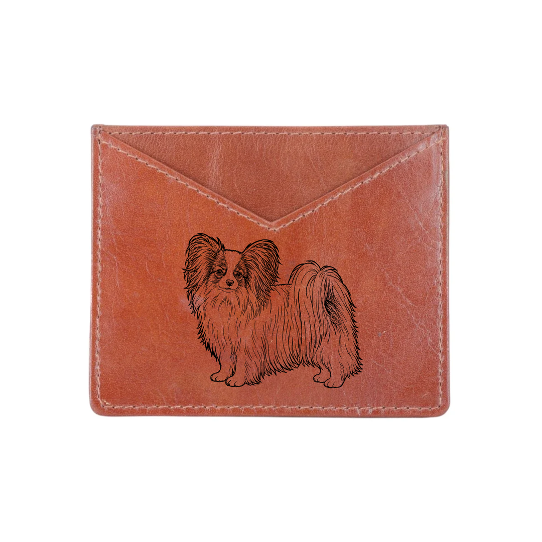 Papillon Standing Engraved Genuine Leather Cardholder