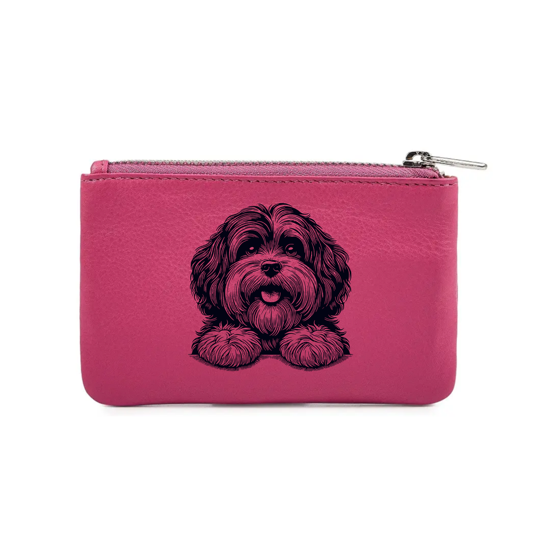 Havanese Paws Engraved Genuine Leather Coin Purse (Multiple Colour Options)