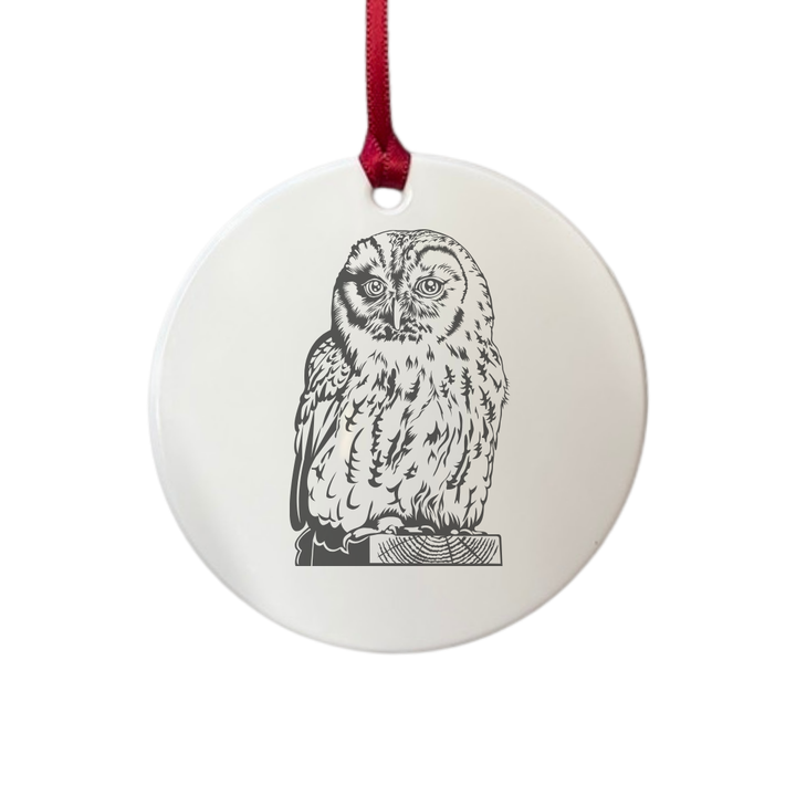 Personalised Owl Engraved White Acrylic Decoration