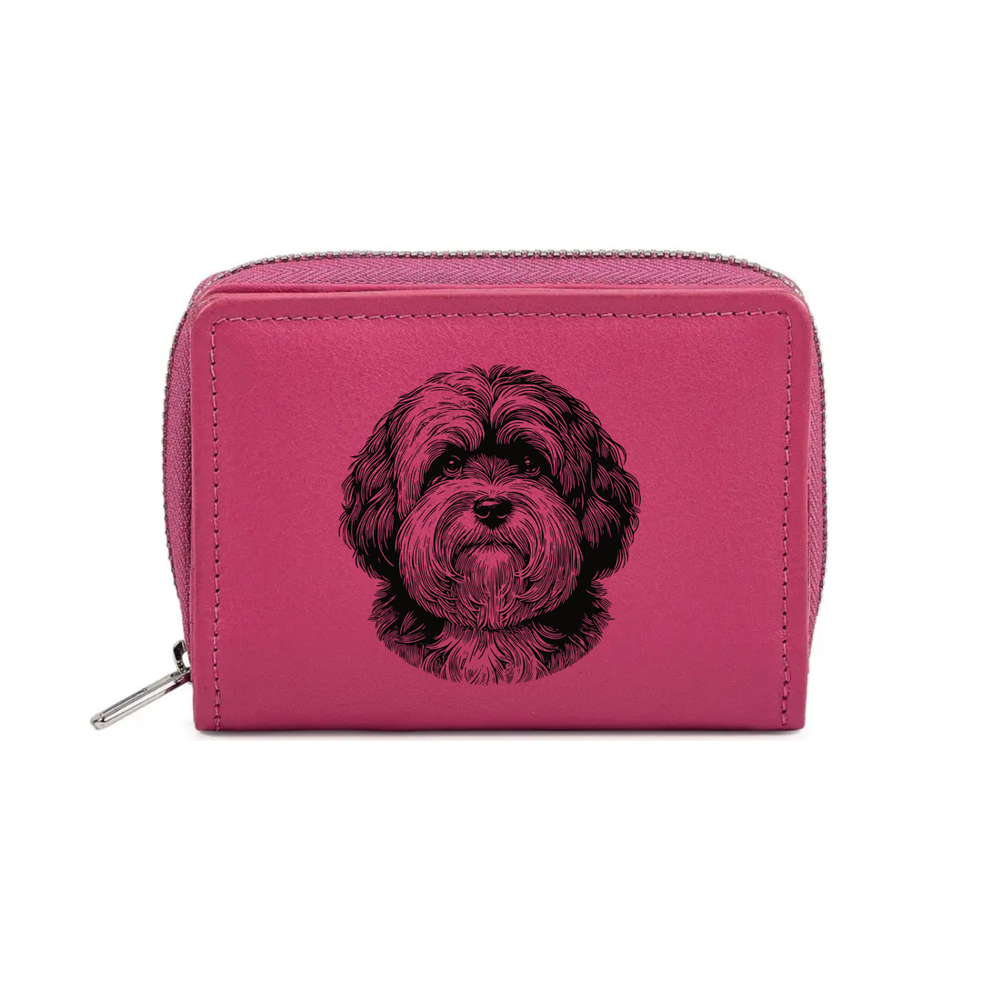 Havanese Face Engraved Small Leather Purse (Green/Pink/Blue/Red)