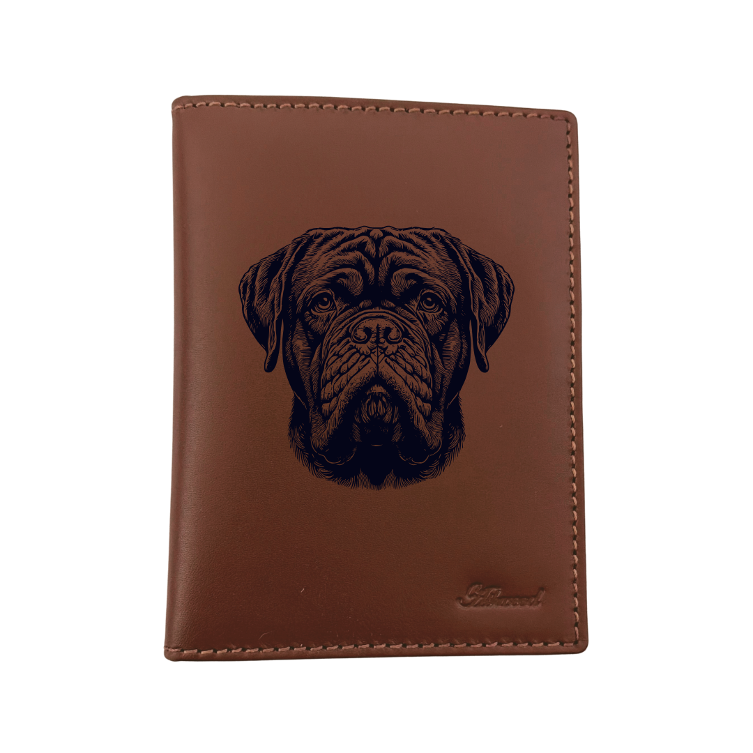 Dogue De Bordeaux Face Engraved Leather Passport Cover