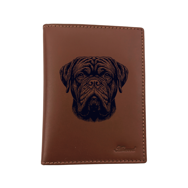 Dogue De Bordeaux Face Engraved Leather Passport Cover