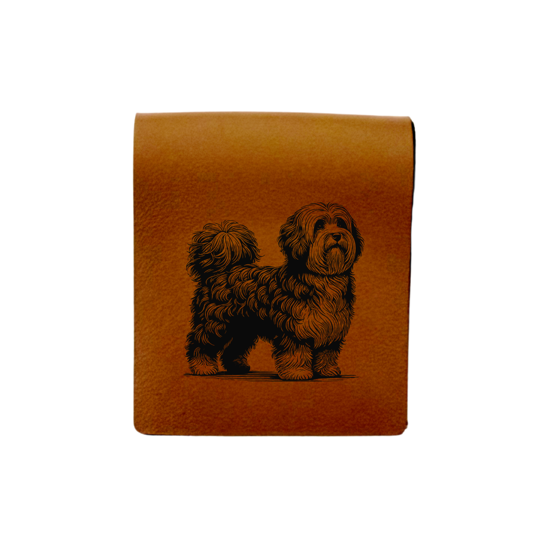 Havanese Standing Engraved Genuine Leather Magnetic Bookmark