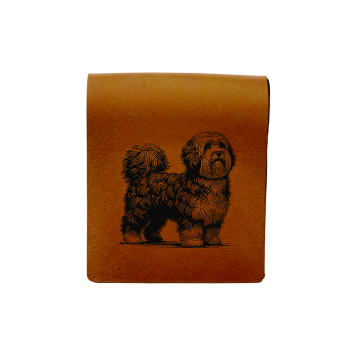 Havanese Standing Engraved Genuine Leather Magnetic Bookmark