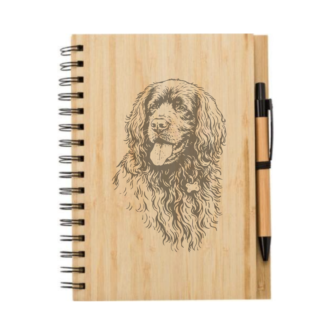 Sussex Spaniel Face Illustration Engraved Notebook