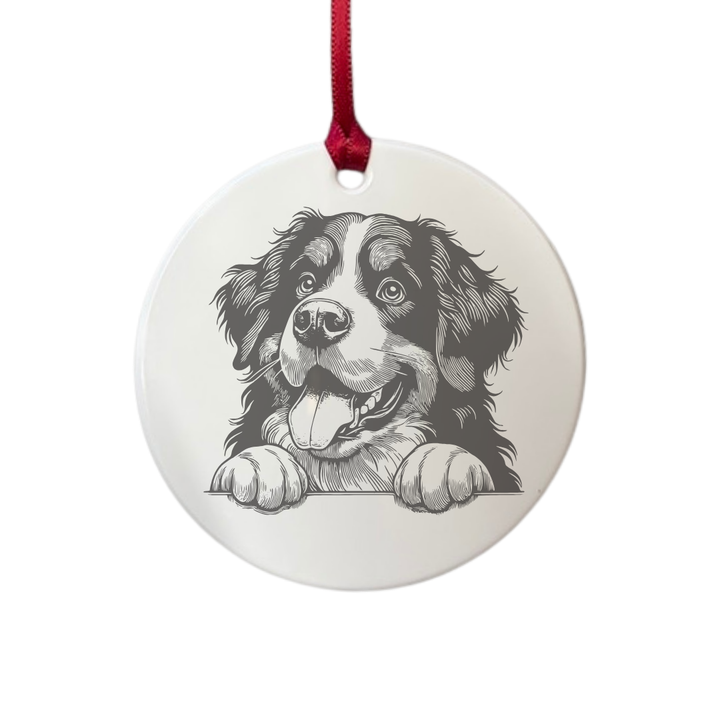 Personalised Bernese Mountain Dog Paws Engraved White Acrylic Decoration