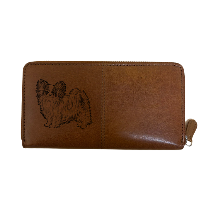 Papillon Standing Engraved Large Leather Purse