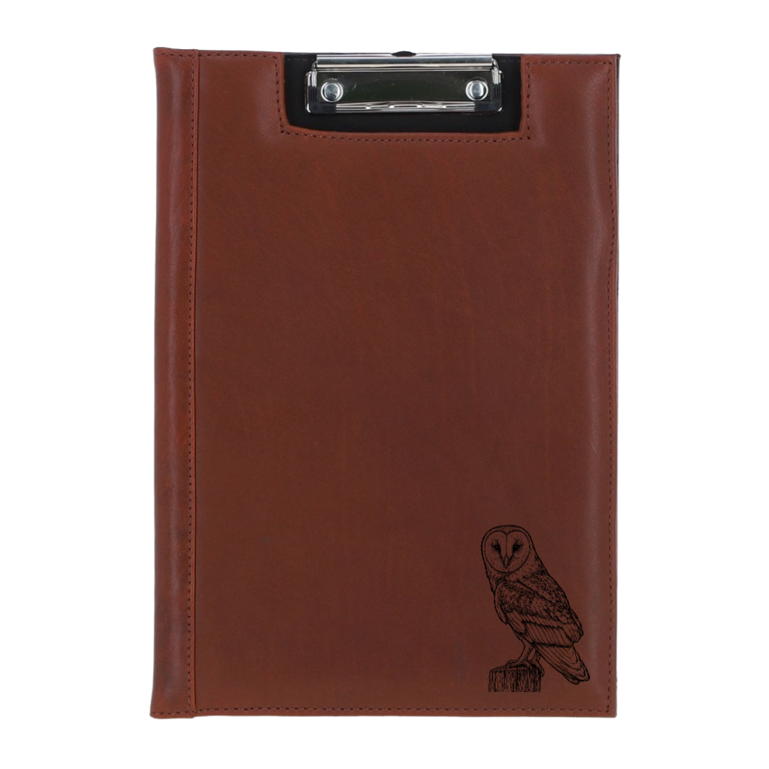 Barn Owl Engraved Leather Clipboard
