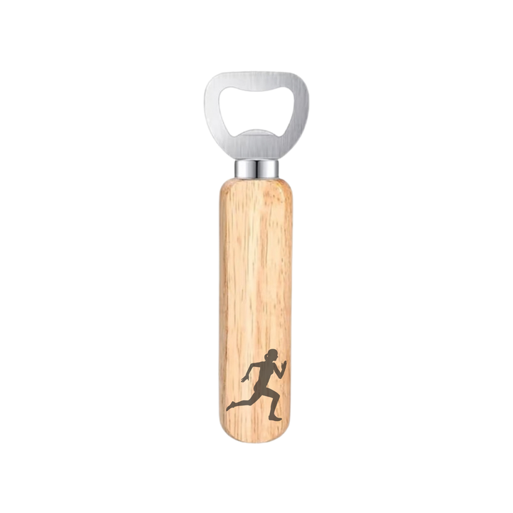 Female Runner Engraved Wooden Bottle Opener
